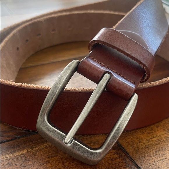 Men’s Brown Full Grain Leather Belt size approx  48” long - Picture 1 of 14
